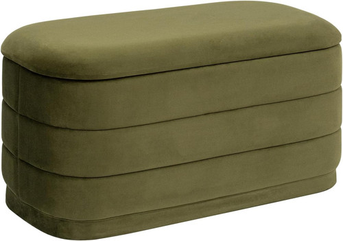 Olive green velvet storage - olive,
