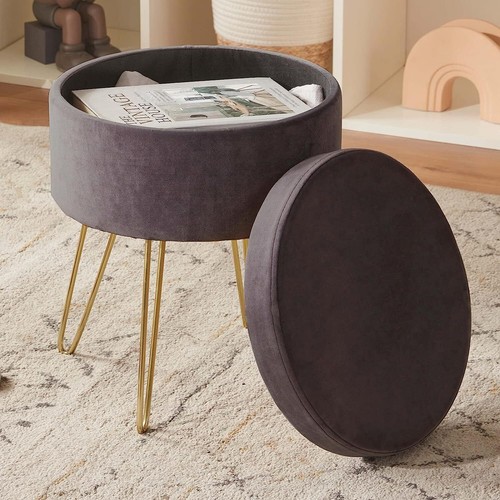 Round storage ottoman with - round,