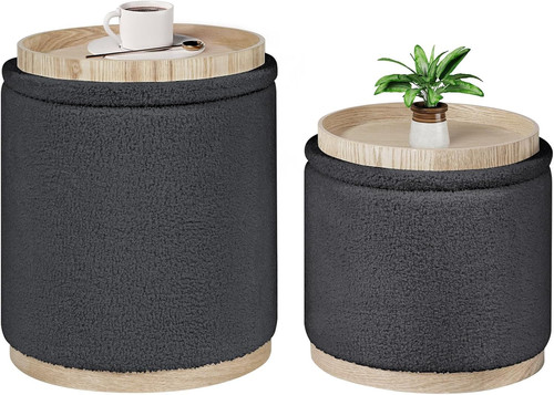 Round storage ottoman - storage, set