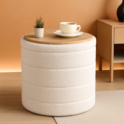 Round storage ottoman with - storage,