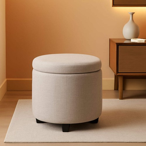 Round storage ottoman - storage,