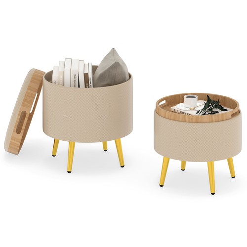 Round storage ottomans - set, of