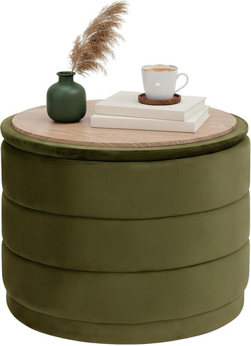 Round velvet storage - round, ottoman