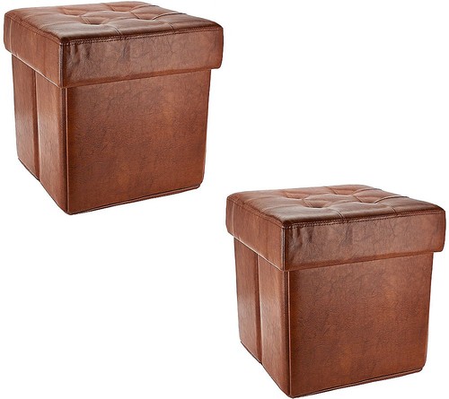 Valerie faux leather ottoman - leather,