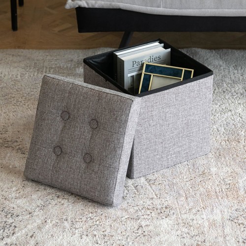 Folding storage ottoman linen - storage,