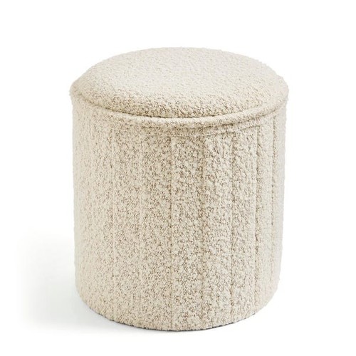 Round ottoman with - with, boucle