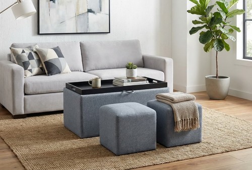Carey storage bench - w, tray
