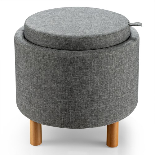 Round storage ottoman tray - ottoman, w/