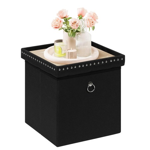 Black folding ottoman - ottoman, storage