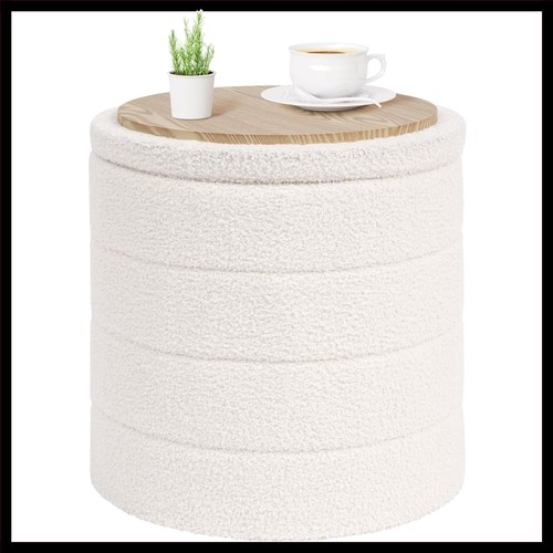 Cream boucle round - cream,