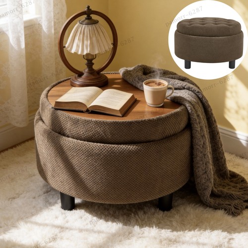 Round storage ottoman tray - round,